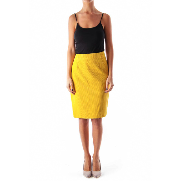 Maeve Dresses & Skirts - Maeve Anthropologie Super Wale Yellow Cotton Corduroy Pencil Skirt Size 0